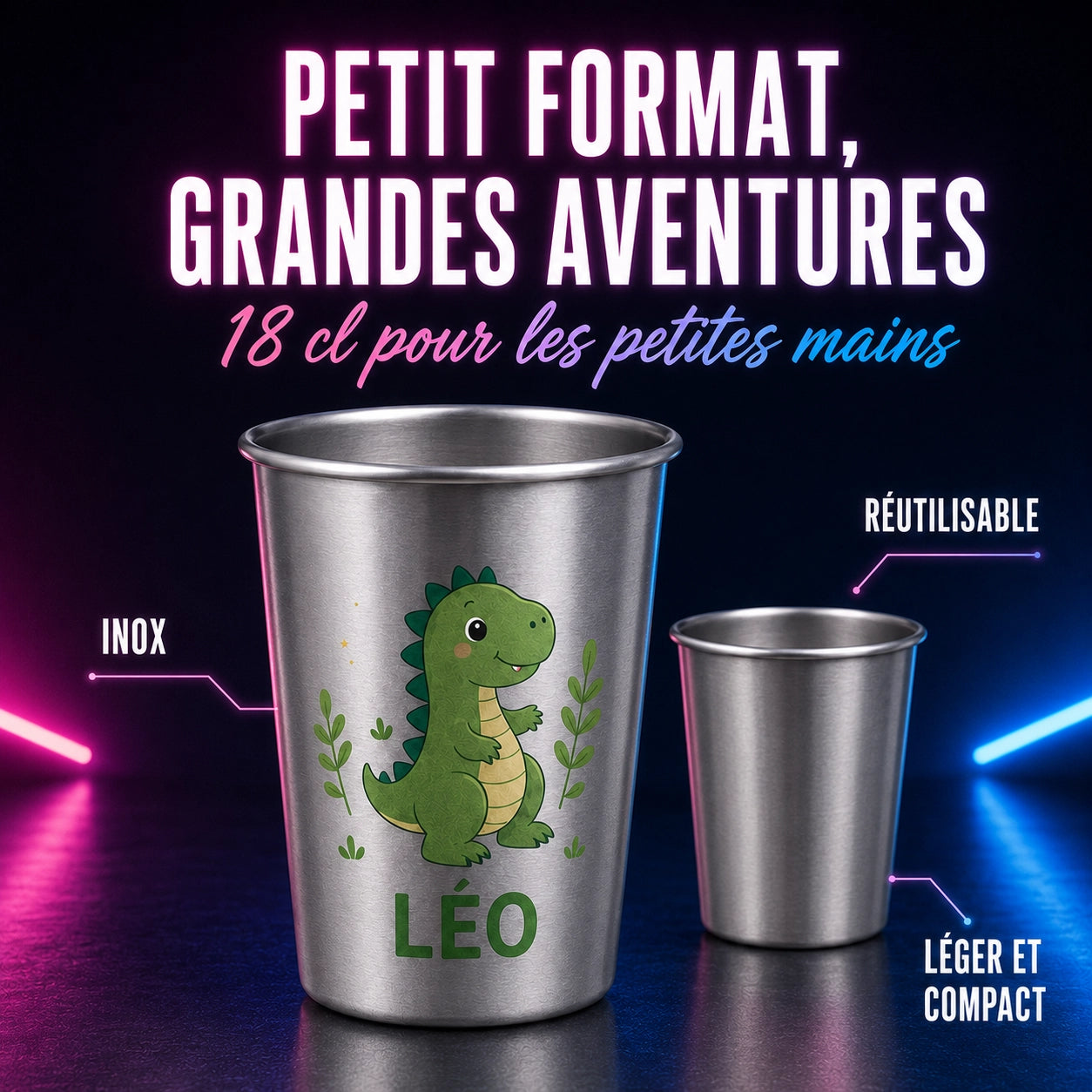 Gobelet enfant inox 18 cl personnalisé