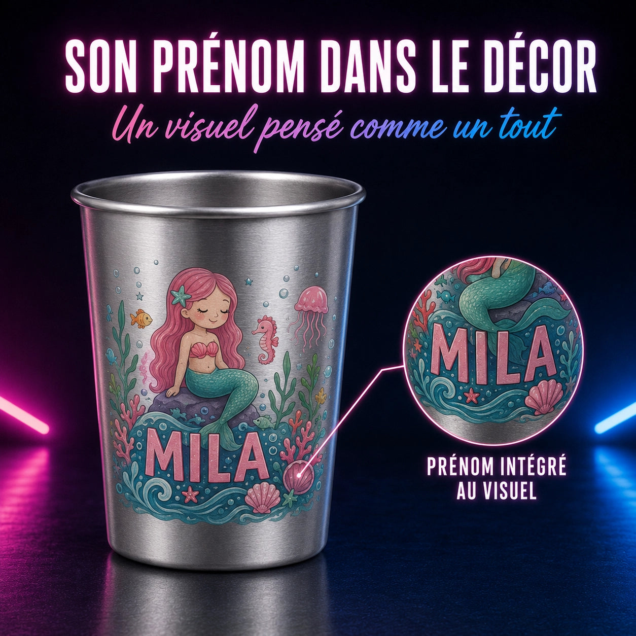 Gobelet enfant inox 18 cl personnalisé