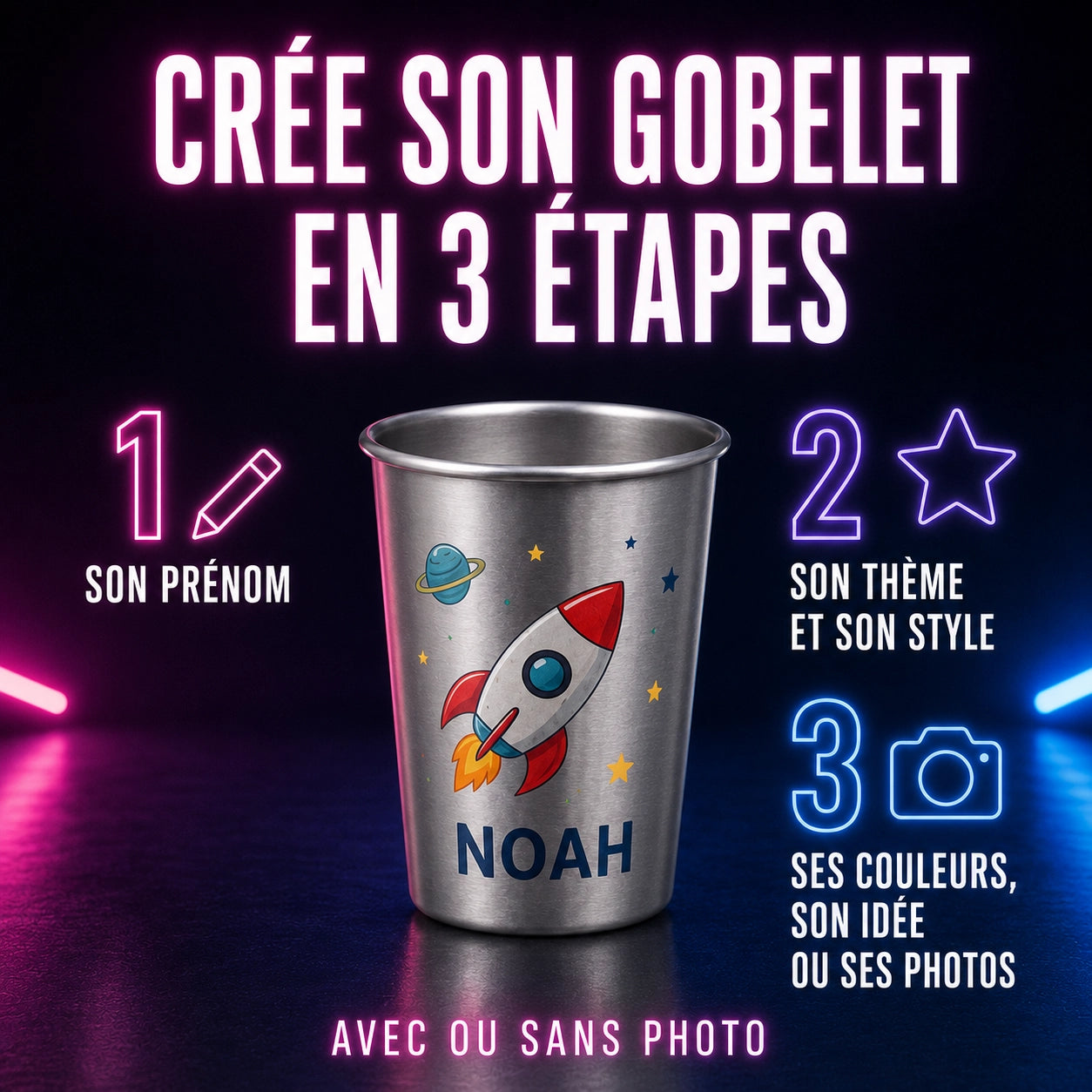 Gobelet enfant inox 18 cl personnalisé