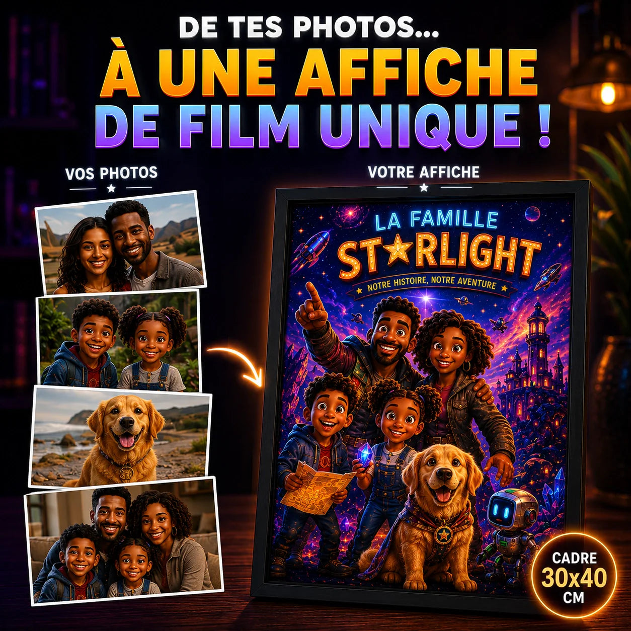 Cadre personnalisé — Affiche de film sur mesure pour toute la famille
