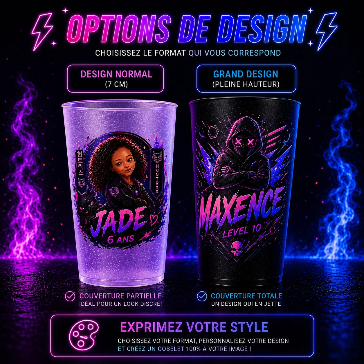 Écocup personnalisé — impression UV couleur & effet relief