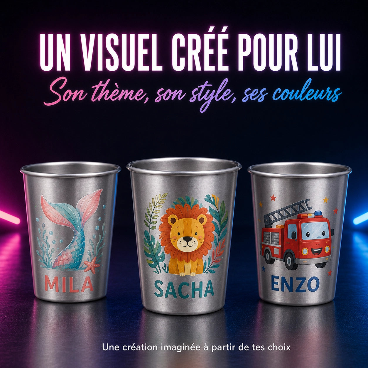 Gobelet enfant inox 18 cl personnalisé