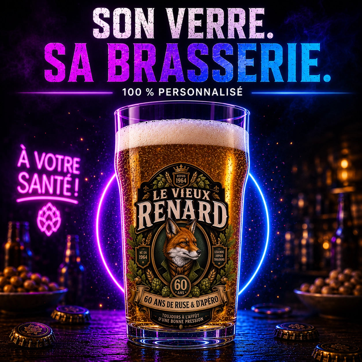 Verre à Bière Personnalisé — Blason & Badge Brasserie sur Mesure