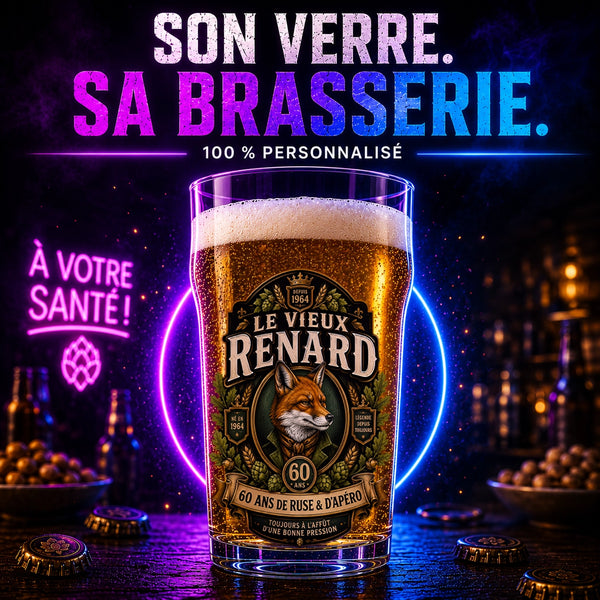 Verre à Bière Personnalisé — Blason & Badge Brasserie sur Mesure