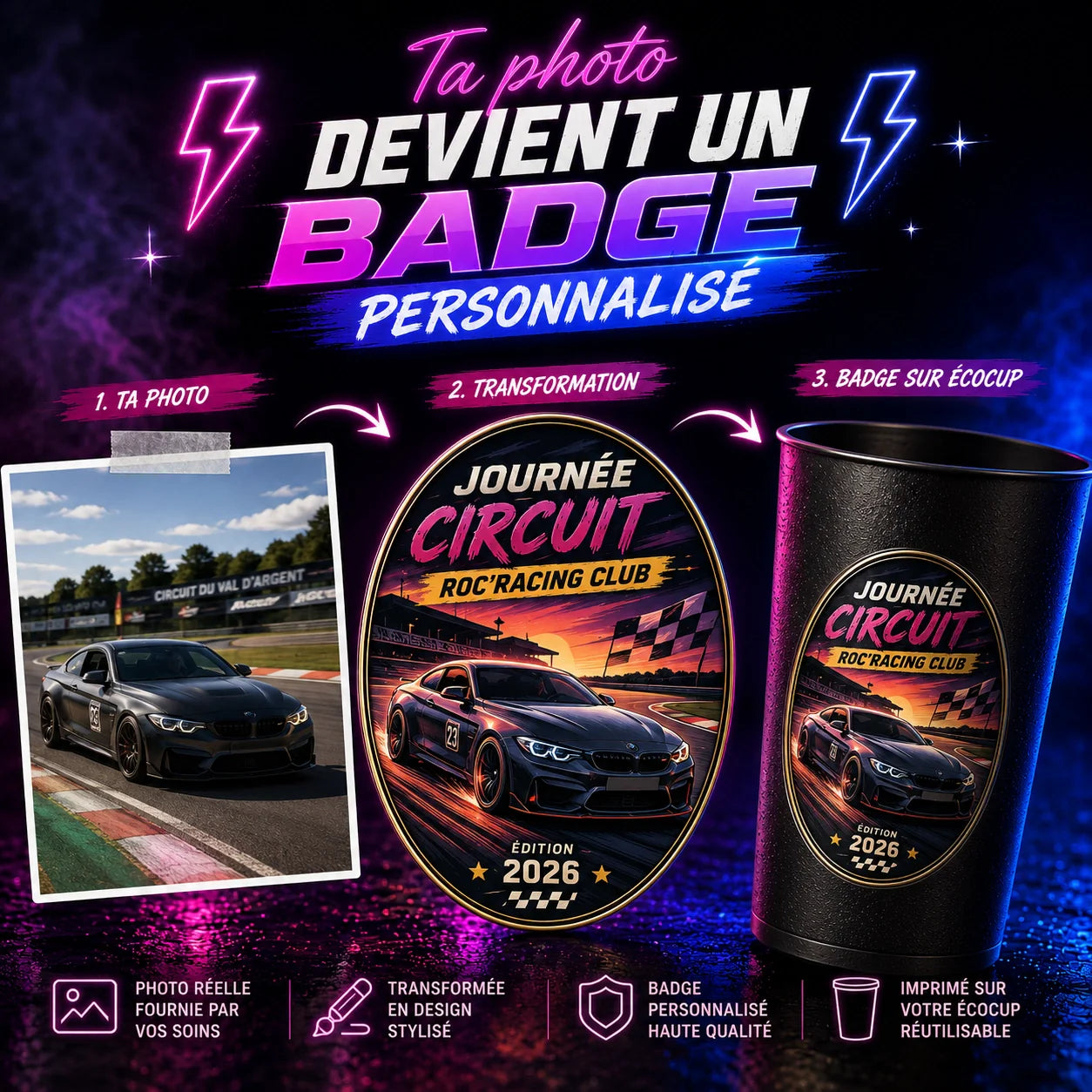 Écocup personnalisé — impression UV couleur & effet relief