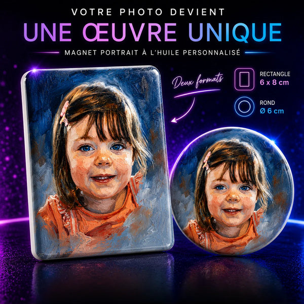 Magnet Portrait à l'Huile — Souvenir Artistique d'après Photo