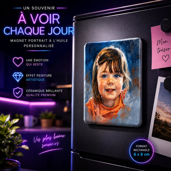 Magnet Portrait à l'Huile — Souvenir Artistique d'après Photo