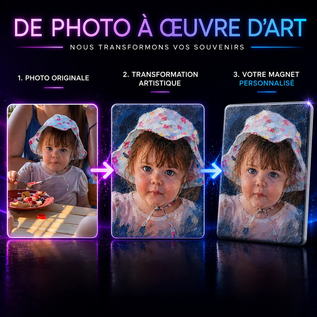 Magnet Portrait à l'Huile — Souvenir Artistique d'après Photo