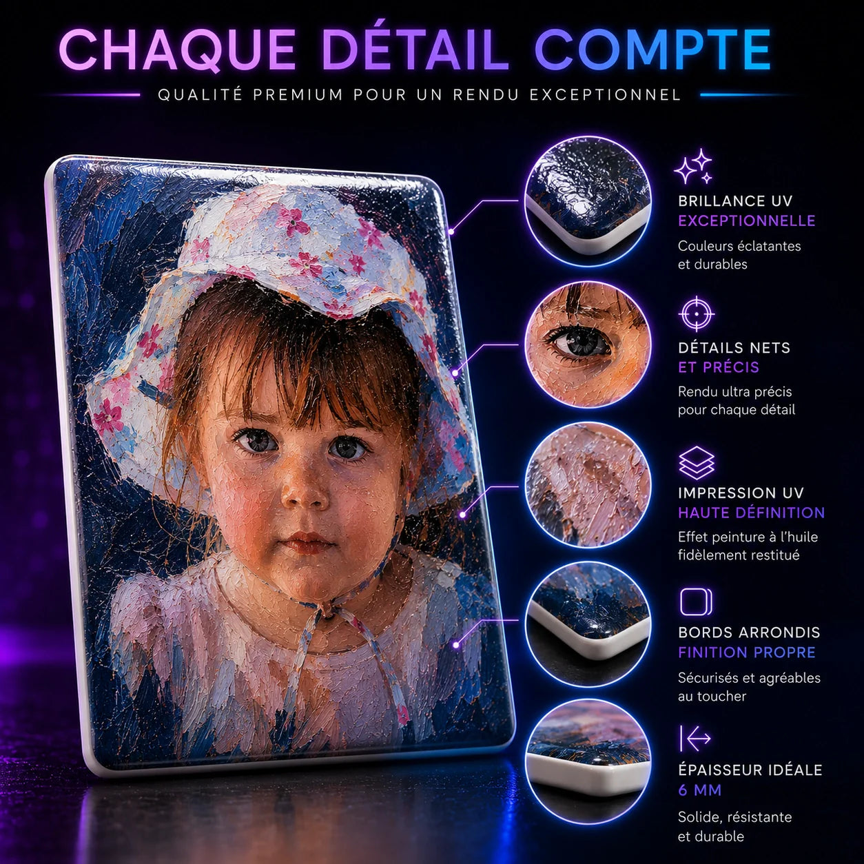 Magnet Portrait à l'Huile — Souvenir Artistique d'après Photo