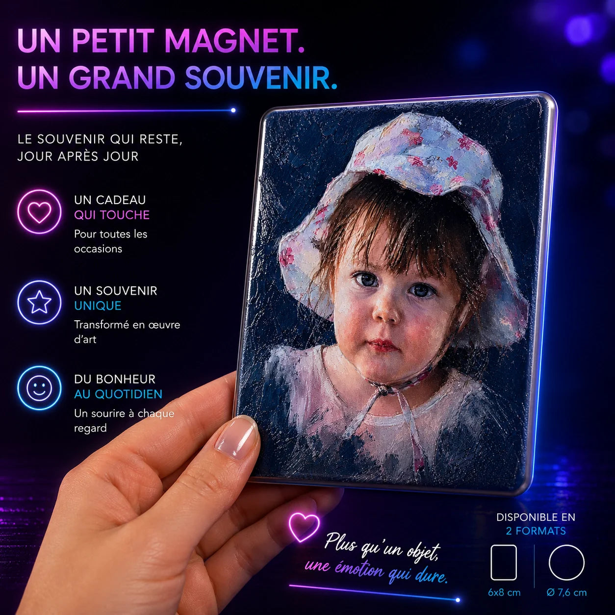 Magnet Portrait à l'Huile — Souvenir Artistique d'après Photo