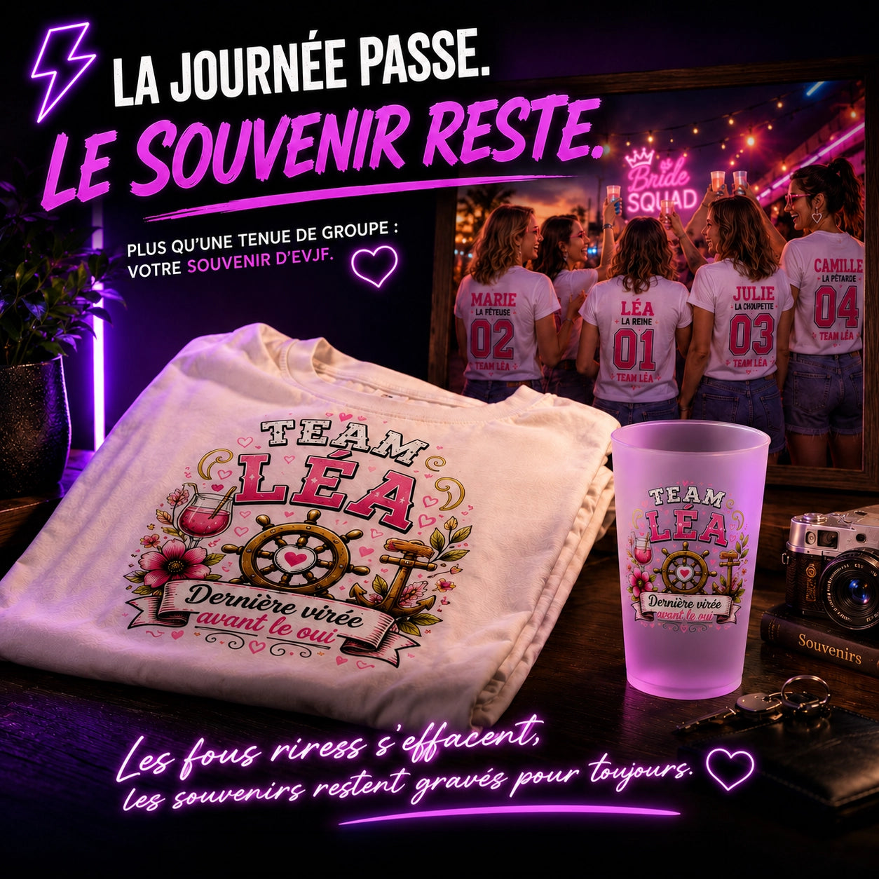 Pack EVJF souvenir : tee-shirt et gobelet personnalisés à garder après la journée [EVJF]
